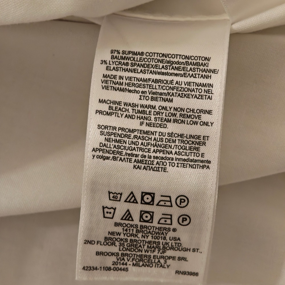 Brooks Brothers Madison Fit Non-Iron Supima Cotton White Dress Shirt 20 36/37 - Picture 3 of 7